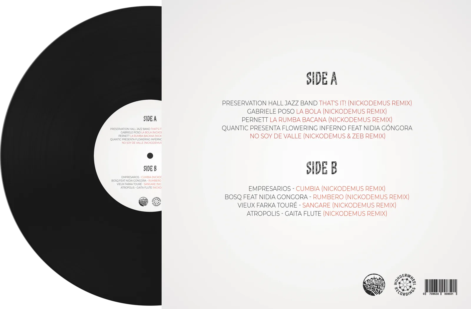 Nickodemus The Remix Machine back sleeve with track sequences and black vinyl