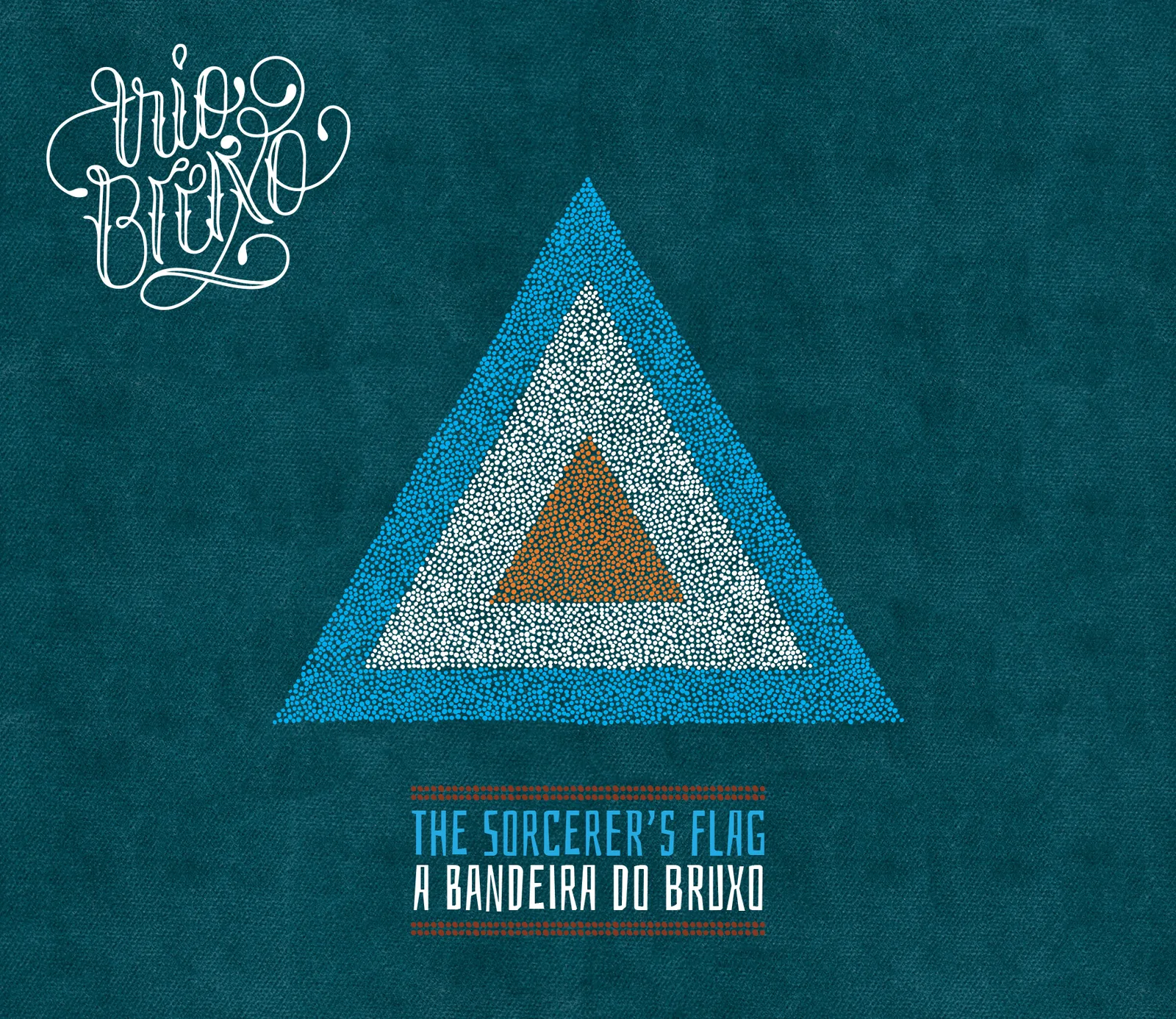 Trio Bruxo cover: three nested dotted triangles over a velvet-like teal visual texture