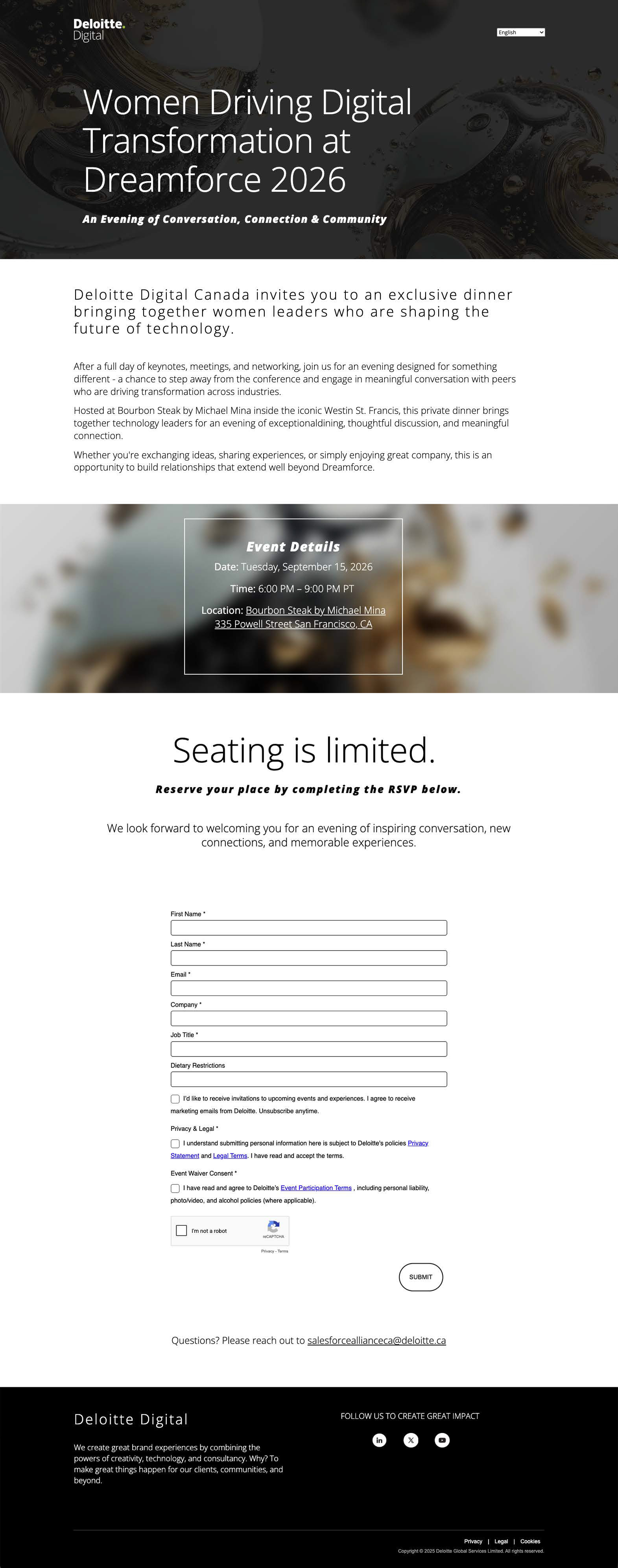 Women Driving Digital Transformation at Dreamforce 2026 event registration landing page