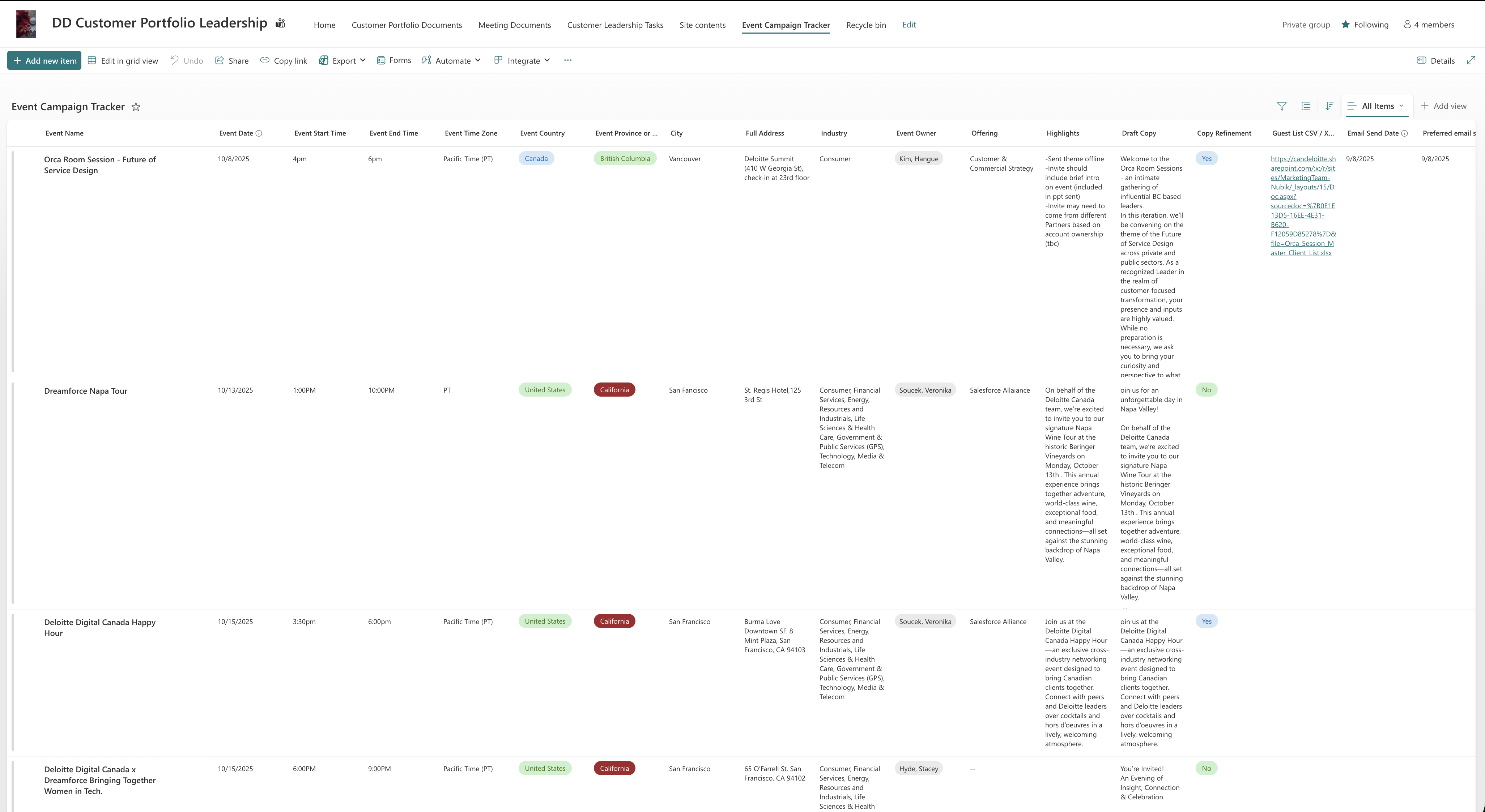 SharePoint Event Campaign Tracker with centralized event data
