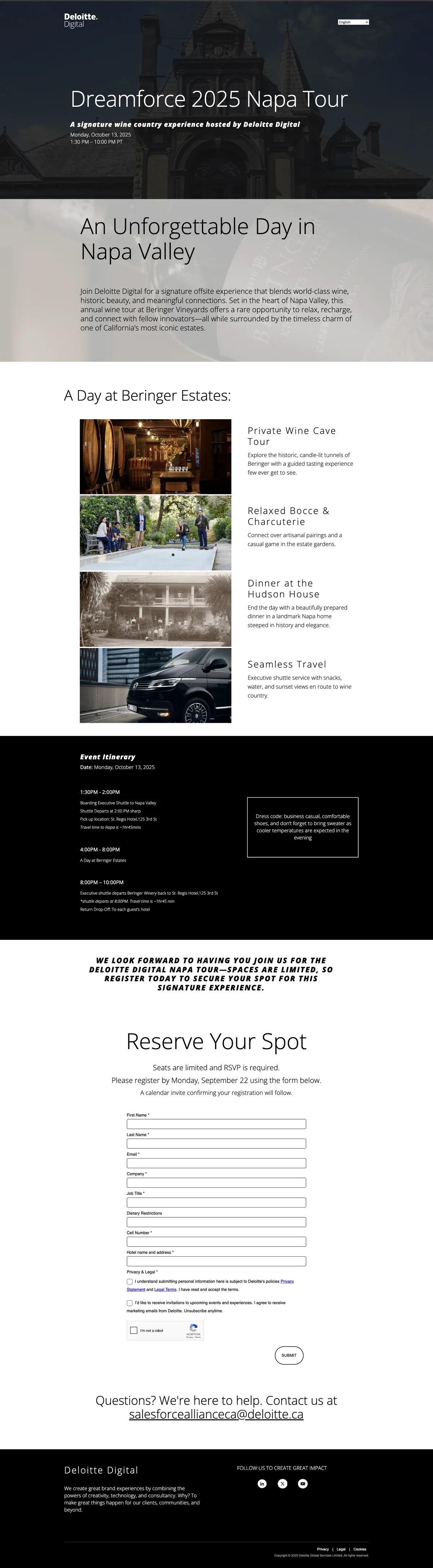 Napa Tour landing page header