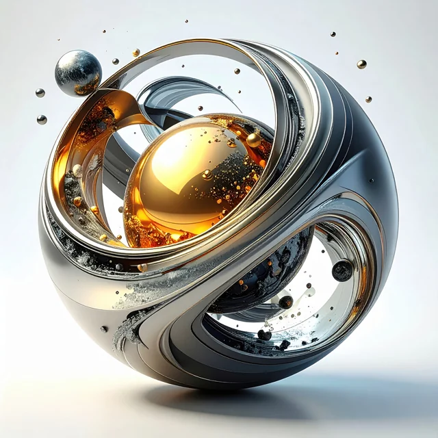 One Customer Orb: reflective sculpture and gold core